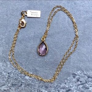 Morganite Gemstone 18K Gold Teardrop Necklace NEW handmade
